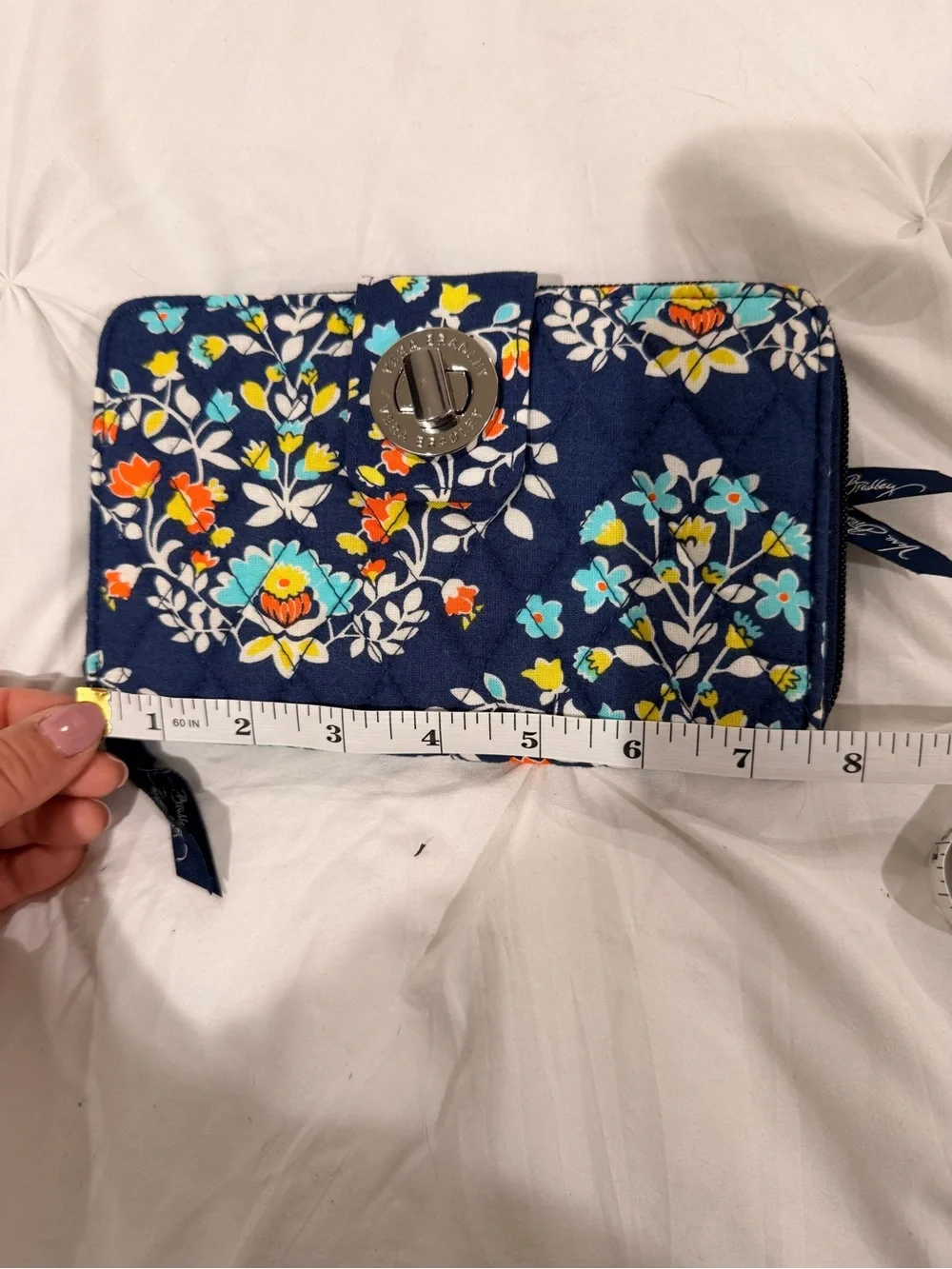 Vera Bradley Navy Quilted Floral Turn-Lock Wallet